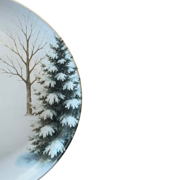 Christmas Pine Tree Salad Plates 8in Green White Made in Brazil Set of 4 NEW - Picture 6 of 12
